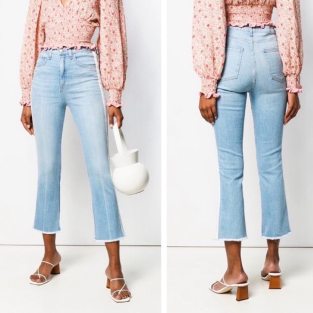 Veronica Beard Carly Kick It Flare Stripe Jeans